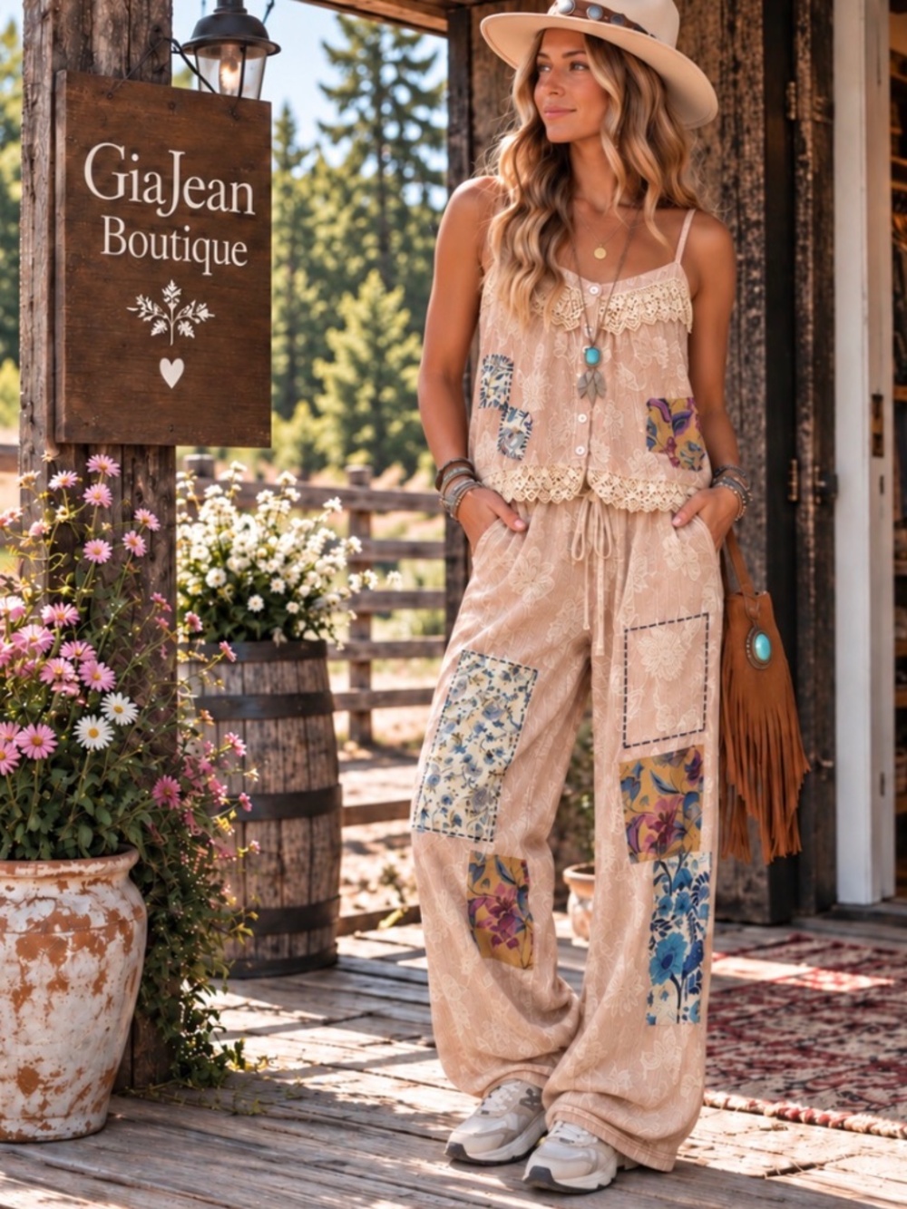 ❤️ JADED GYPSY “ SWEET MEADOWS 2 “ JADED GYPSY PATCHWORK PANTS 46